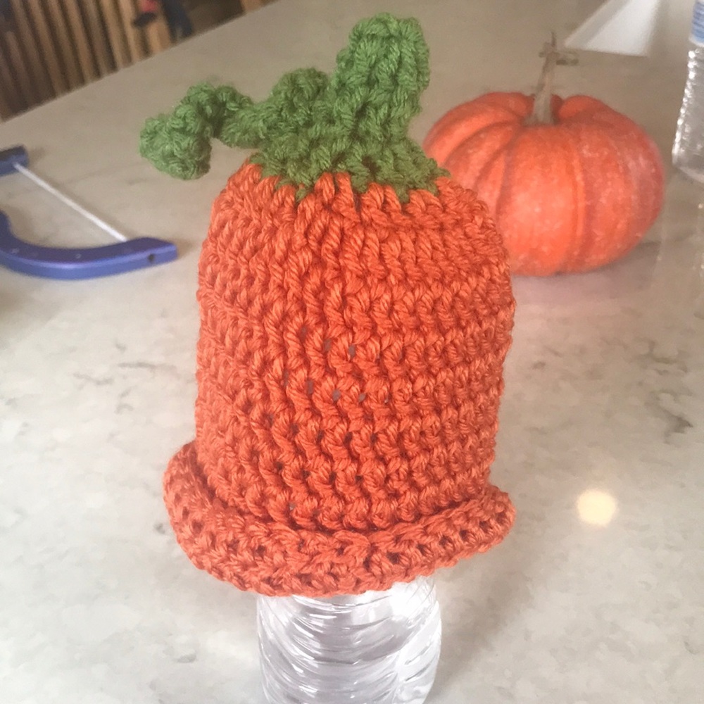 Newborn hand sewn pumpkin hat